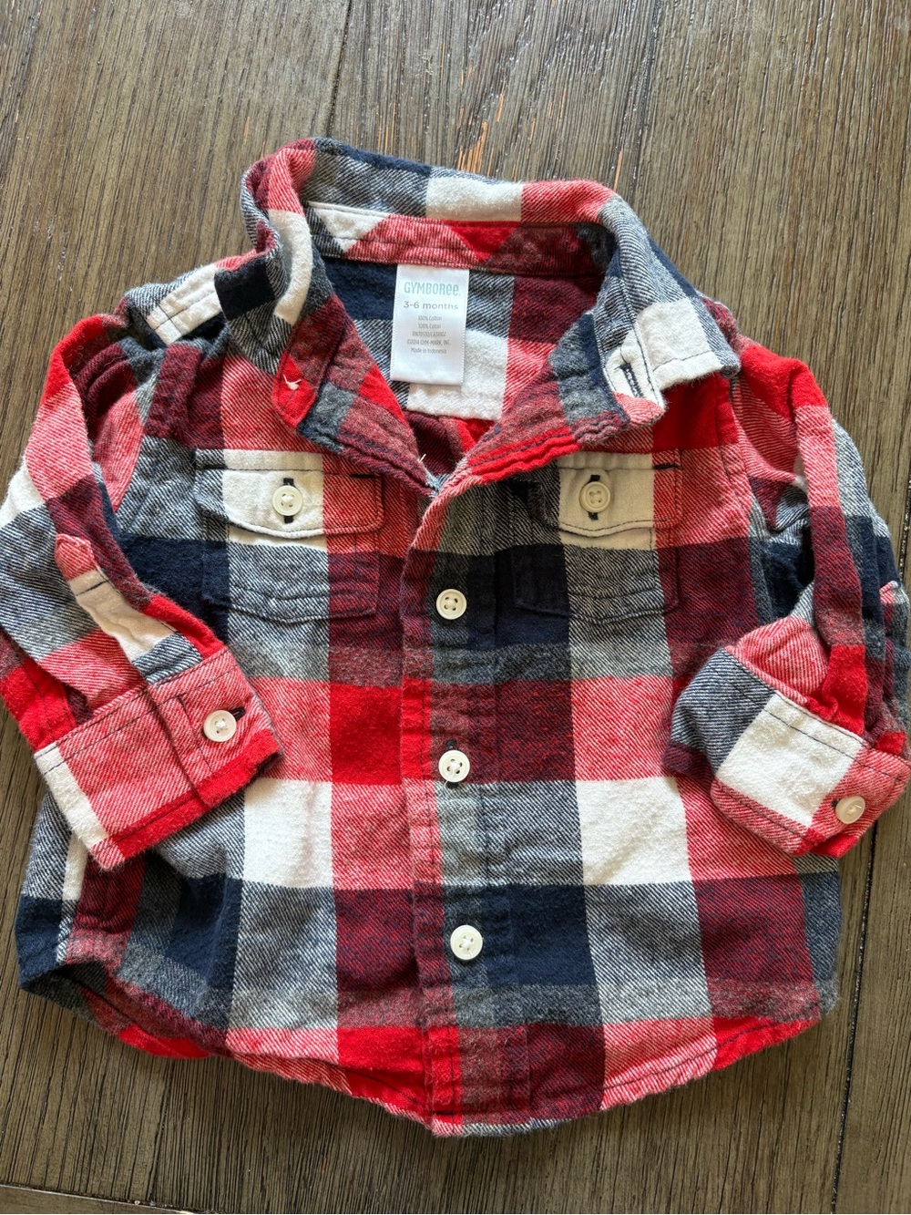 Gymboree Red Navy Cream Plaid Button-Down Flannel Shirt for Baby